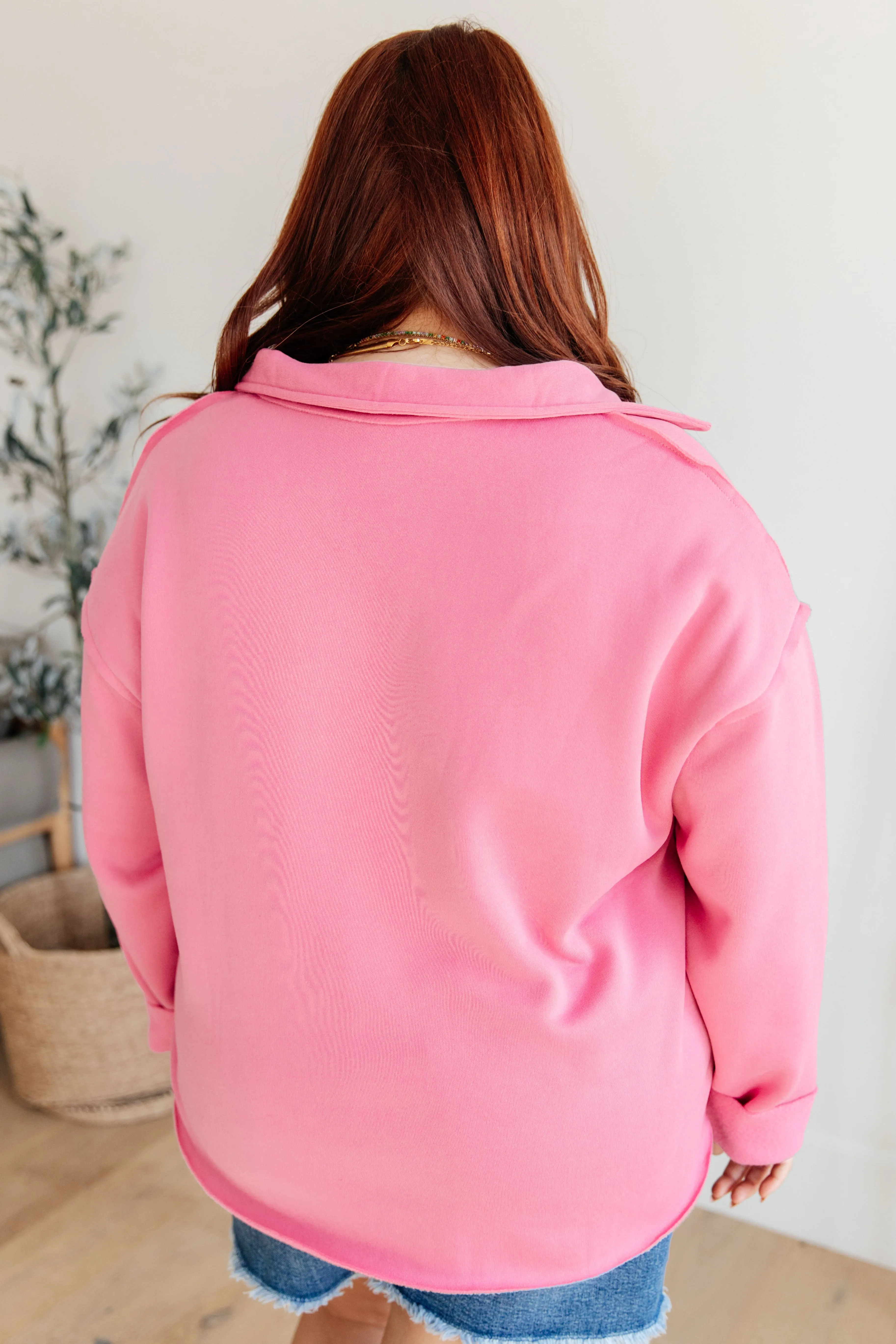 Sammi Collared Pullover in Hot Pink