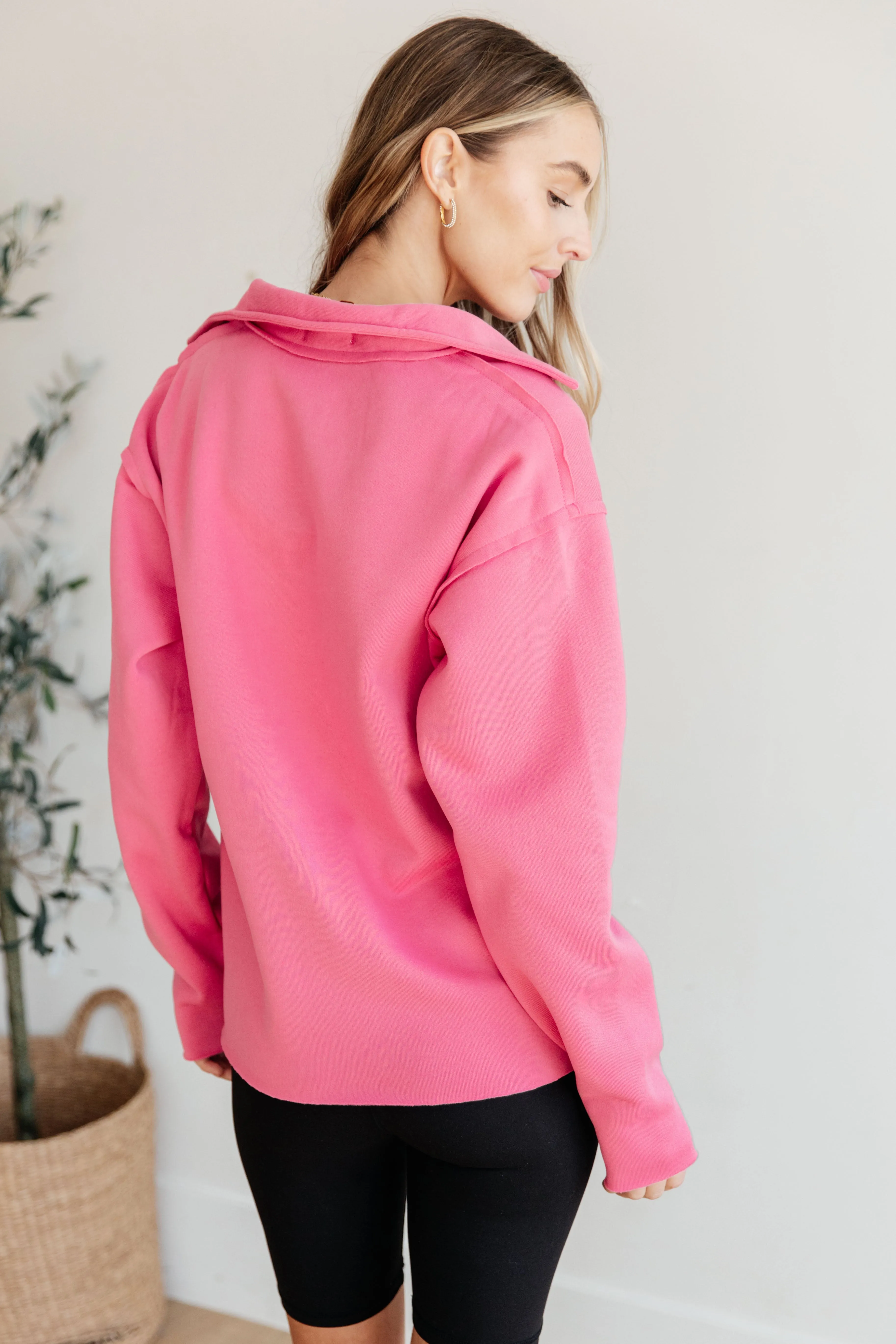 Sammi Collared Pullover in Hot Pink