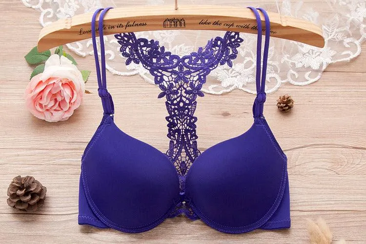 Satin Bra Front Closure Y-line Straps Push Up