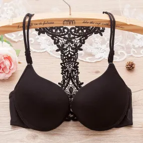 Satin Bra Front Closure Y-line Straps Push Up