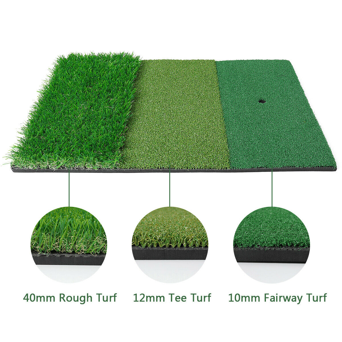 Tri-Turf Golf Mat with Rubber Tee - 24x16 Inches