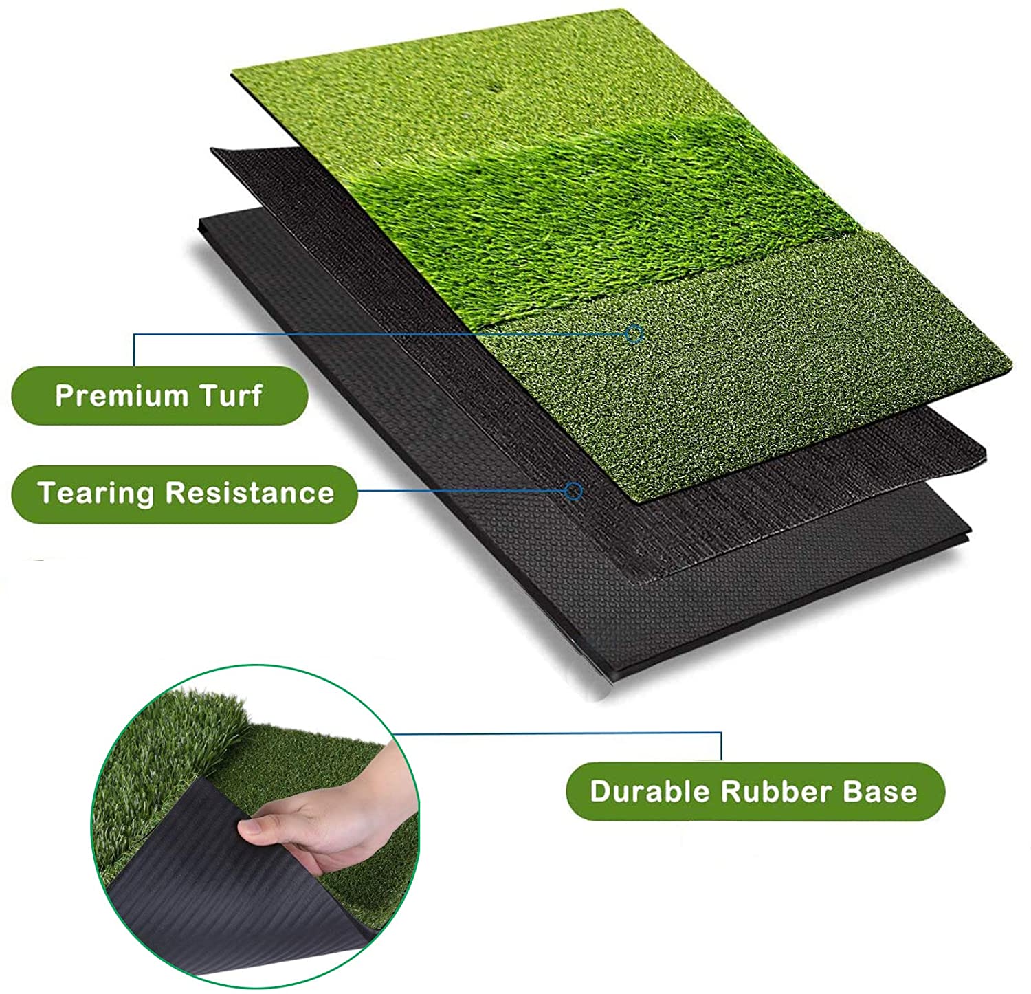 Tri-Turf XL Golf Hitting Mat 3-in-1 Golf Mat for Driving, Chipping and Putting