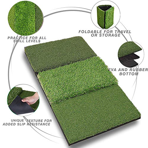 Tri-Turf XL Golf Hitting Mat 3-in-1 Golf Mat for Driving, Chipping and Putting