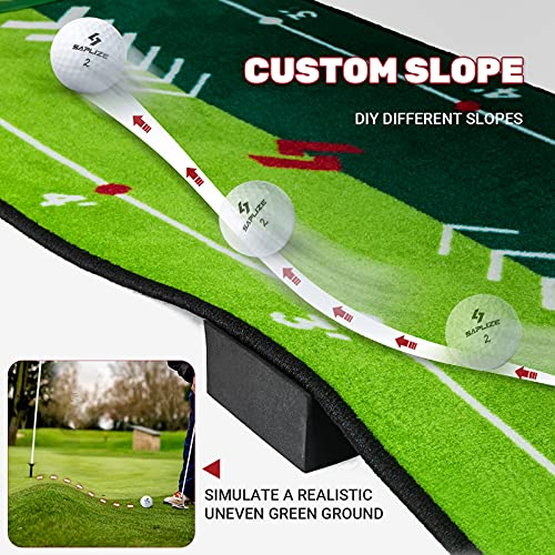 Two-Speed Golf Putting Practice Mat with Putting Alignment Mirror, 20 in X 10 ft Putting Training Aid Mat