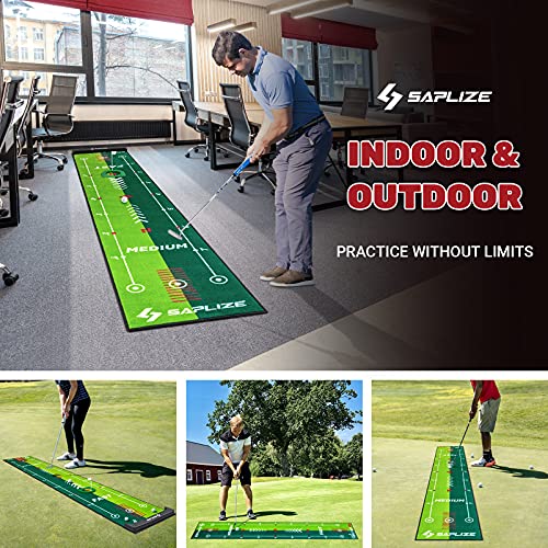 Two-Speed Golf Putting Practice Mat with Putting Alignment Mirror, 20 in X 10 ft Putting Training Aid Mat