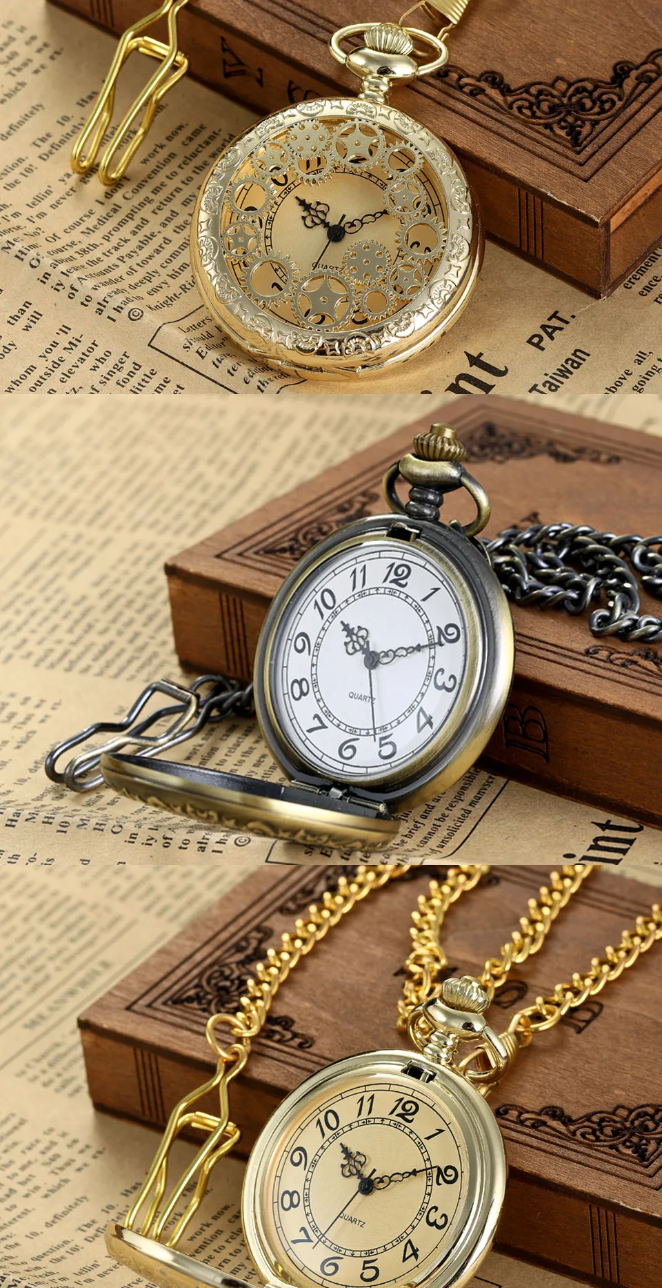 Unisex Retro Fashion Hollow Gear Steampunk Quartz Pocket Watch