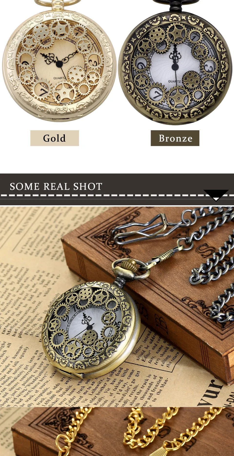 Unisex Retro Fashion Hollow Gear Steampunk Quartz Pocket Watch