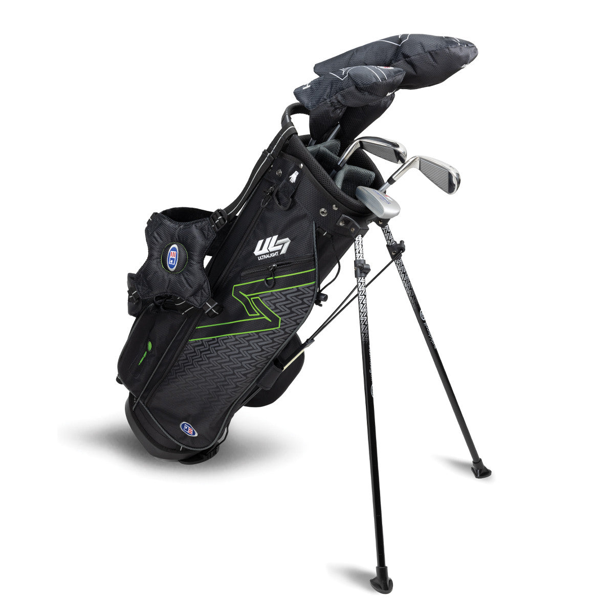 US Kids Golf Ultralight 7-57 5 Club Stand Set RH, Black/Green