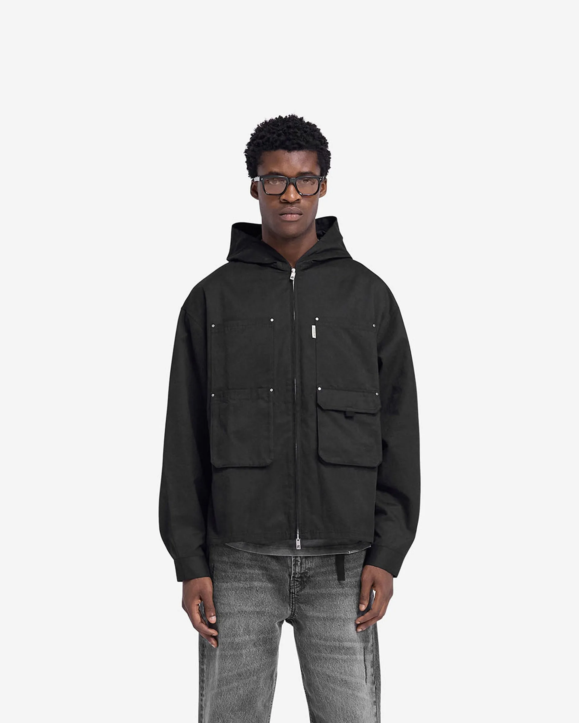 Utility Hooded Shirt - Jet Black