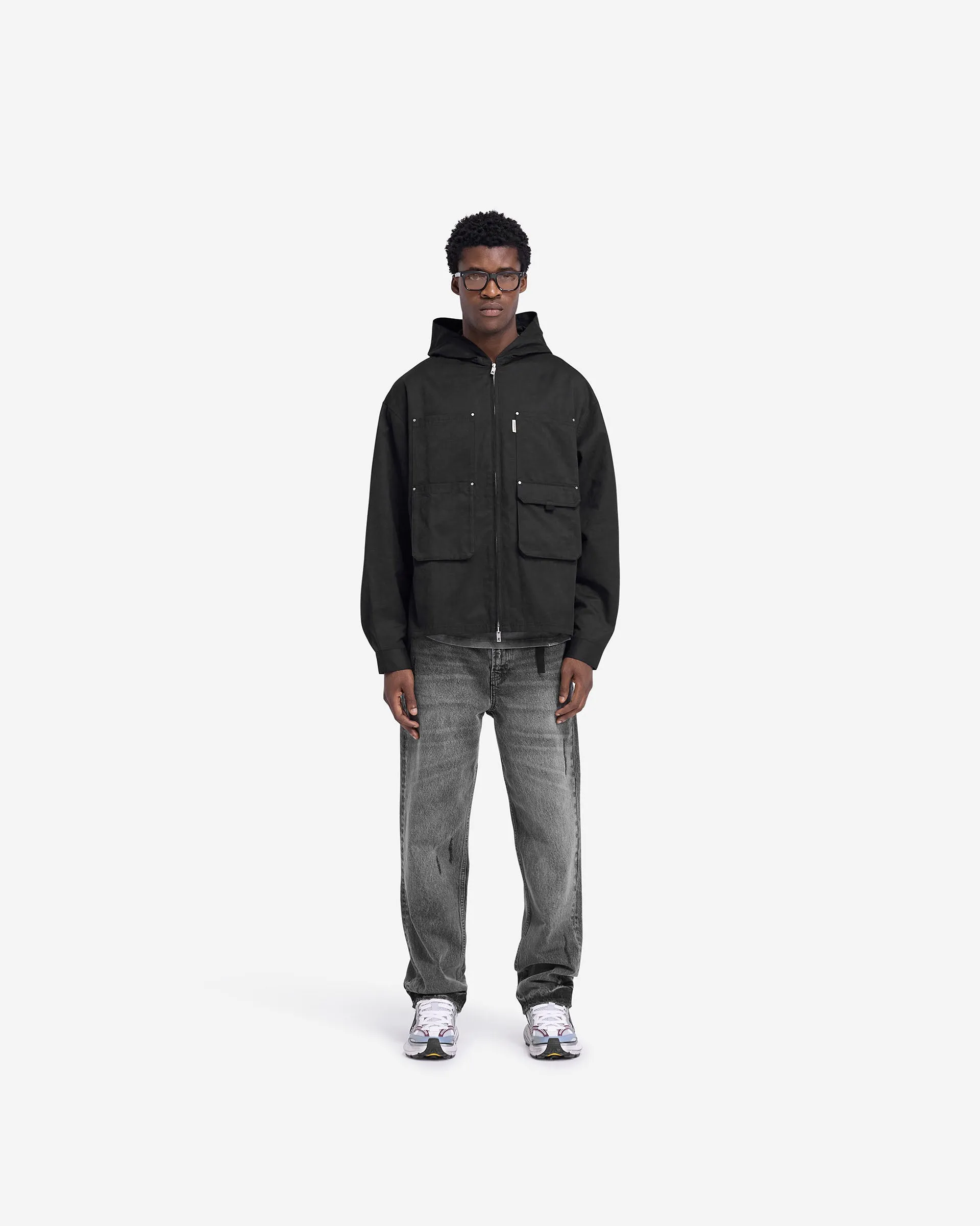 Utility Hooded Shirt - Jet Black