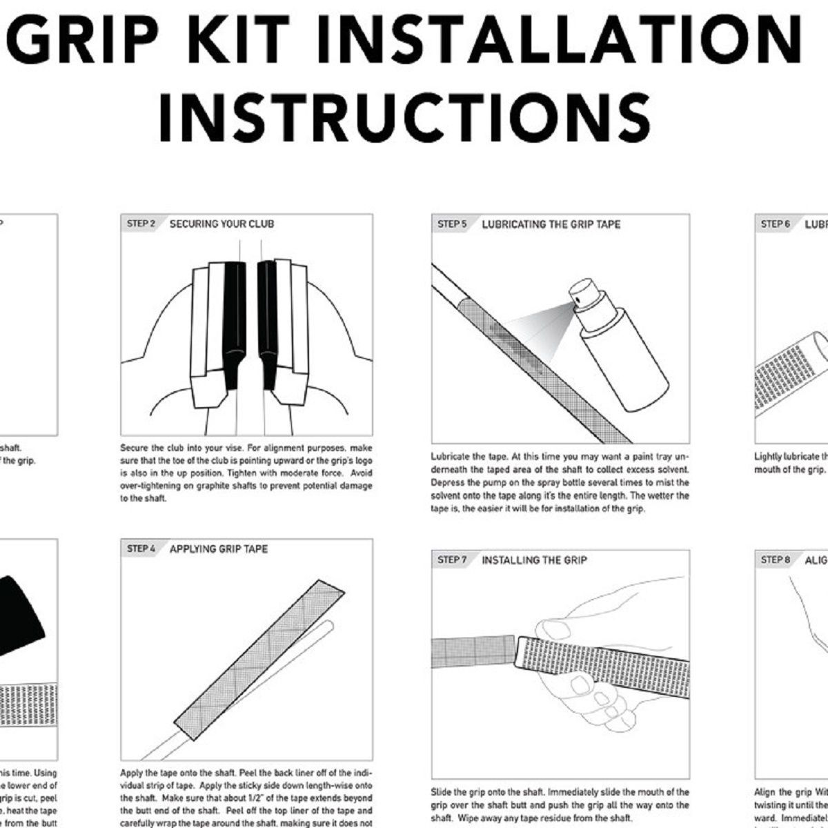 Winn Dri-Tac LT (Less Taper) - 13 piece Golf Grip Kit (with tape, solvent, vise clamp)