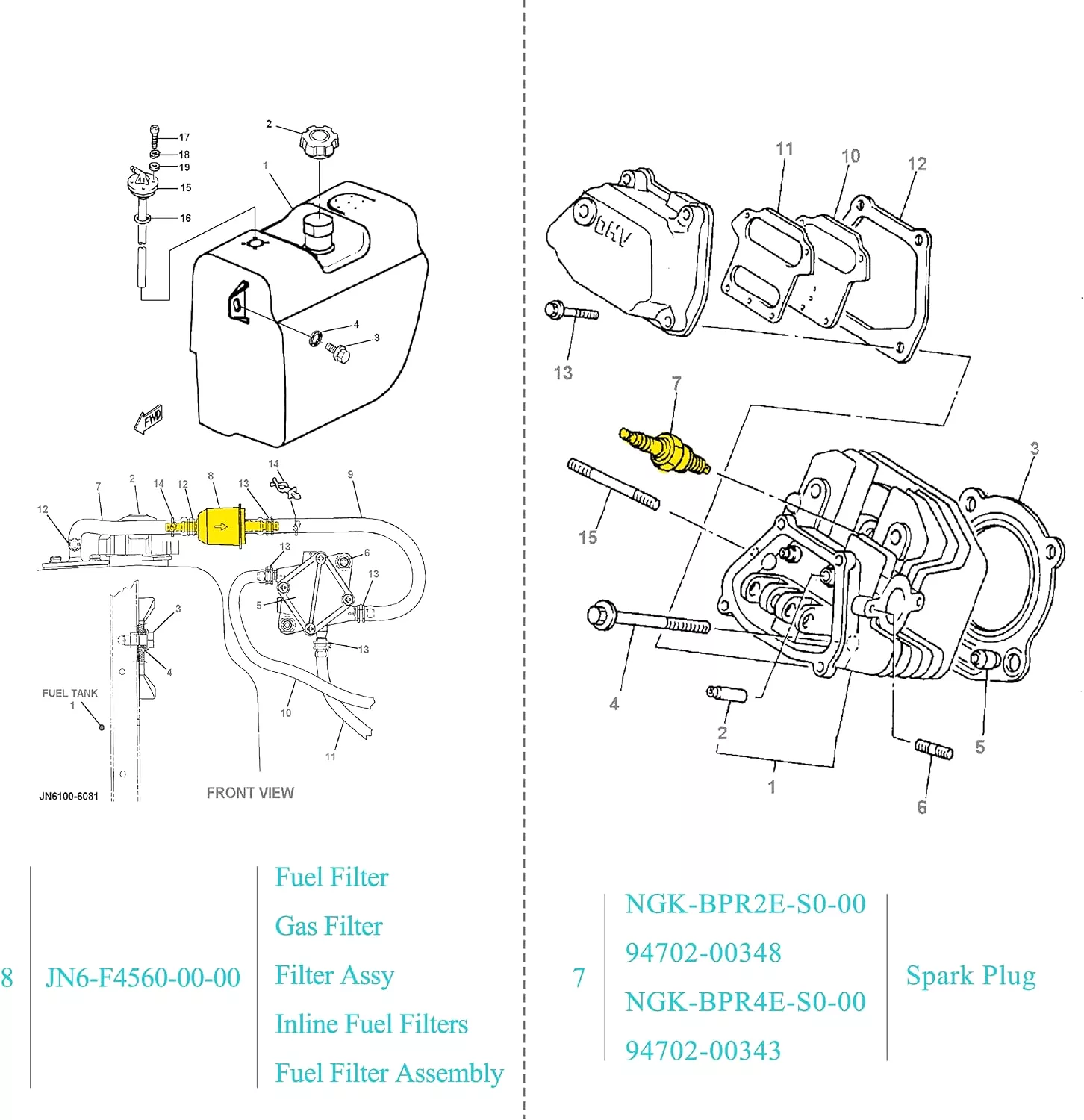 Yamaha Golf Cart Tune Up Kit for G16-G22 G29 Drive Gas 1996-up Engines - 10L0L